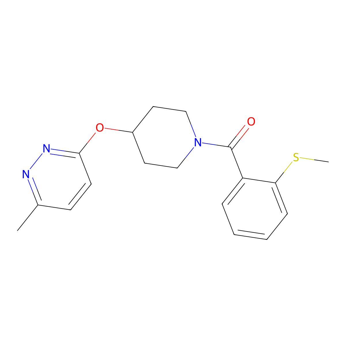 (4-((6-Methylpyridazin-3-yl)oxy)piperidin-1-yl)(2-(methylthio)phenyl)methanone molecular structure, CAS 1797266-78-4
