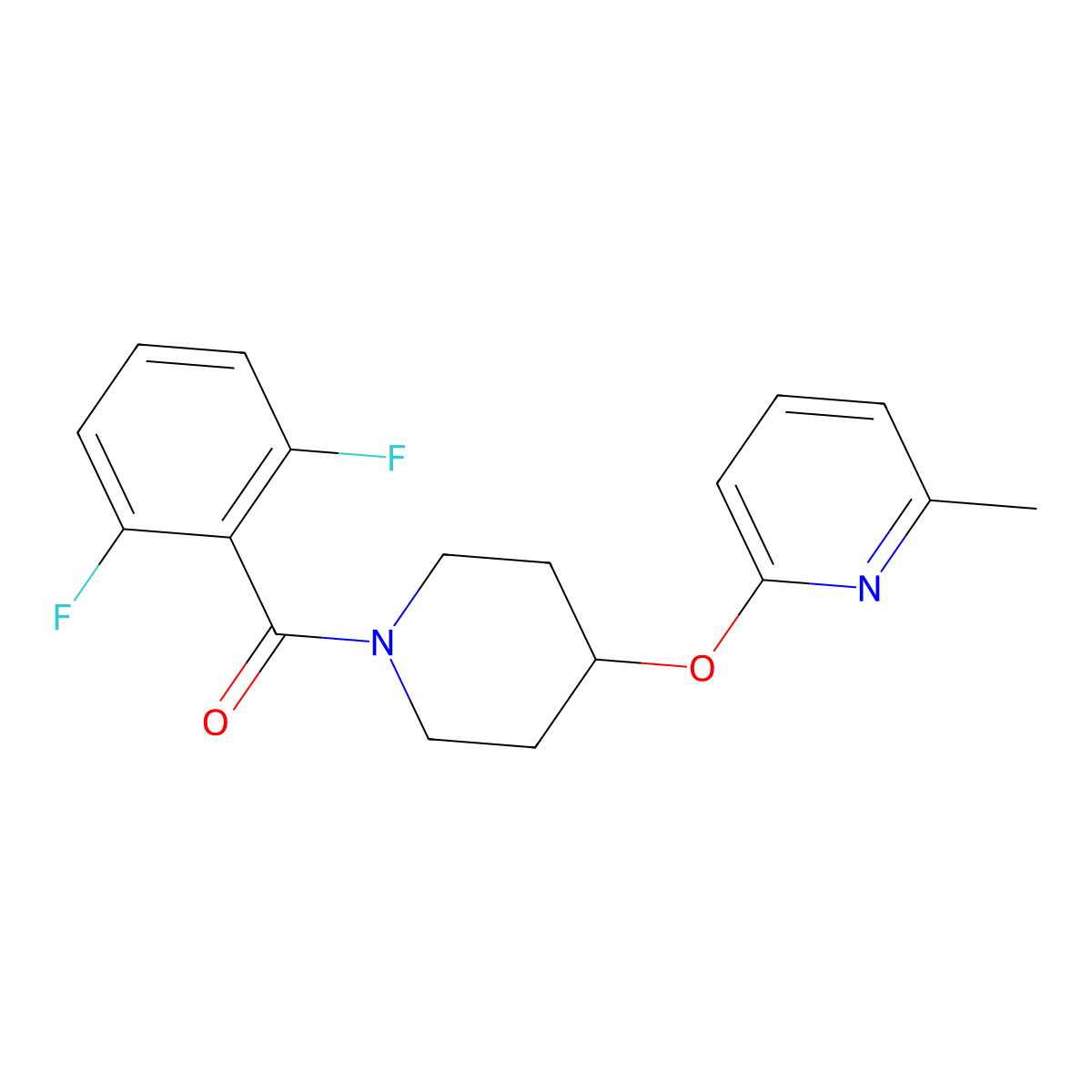 (2,6-Difluorophenyl)(4-((6-methylpyridin-2-yl)oxy)piperidin-1-yl)methanone molecular structure, CAS 1797267-07-2