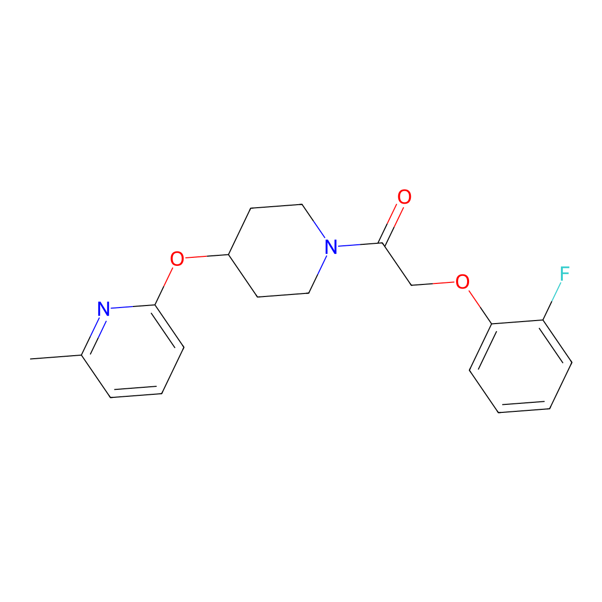 2-(2-Fluorophenoxy)-1-(4-((6-methylpyridin-2-yl)oxy)piperidin-1-yl)ethanone molecular structure, CAS 1797267-10-7
