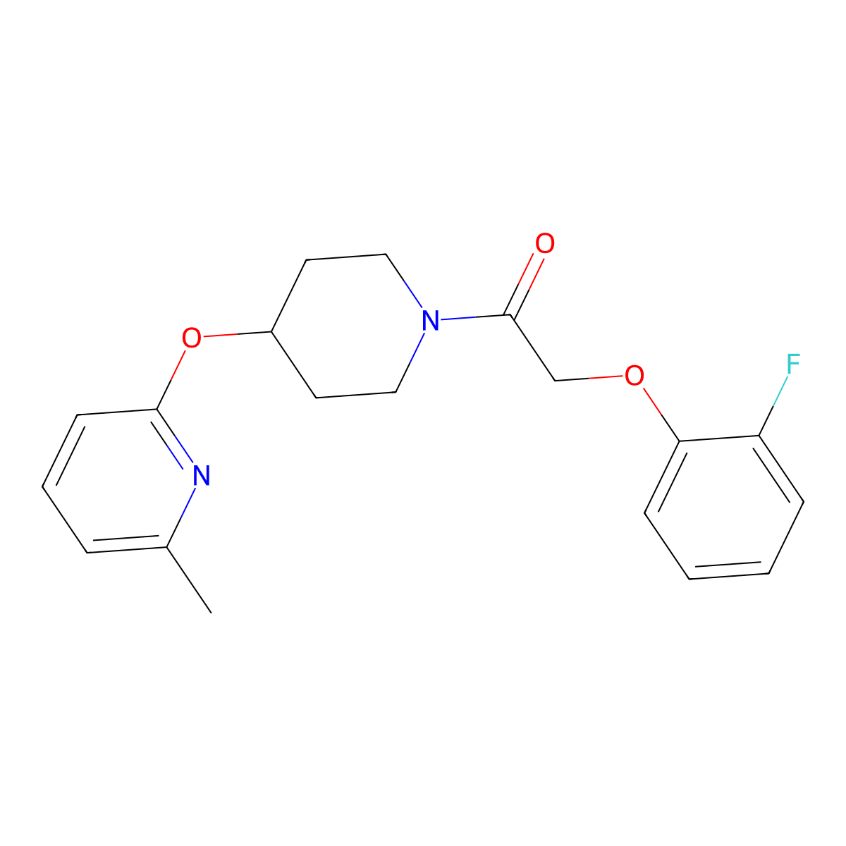 2-(2-Fluorophenoxy)-1-(4-((6-methylpyridin-2-yl)oxy)piperidin-1-yl)ethanone molecular structure, CAS 1797267-10-7