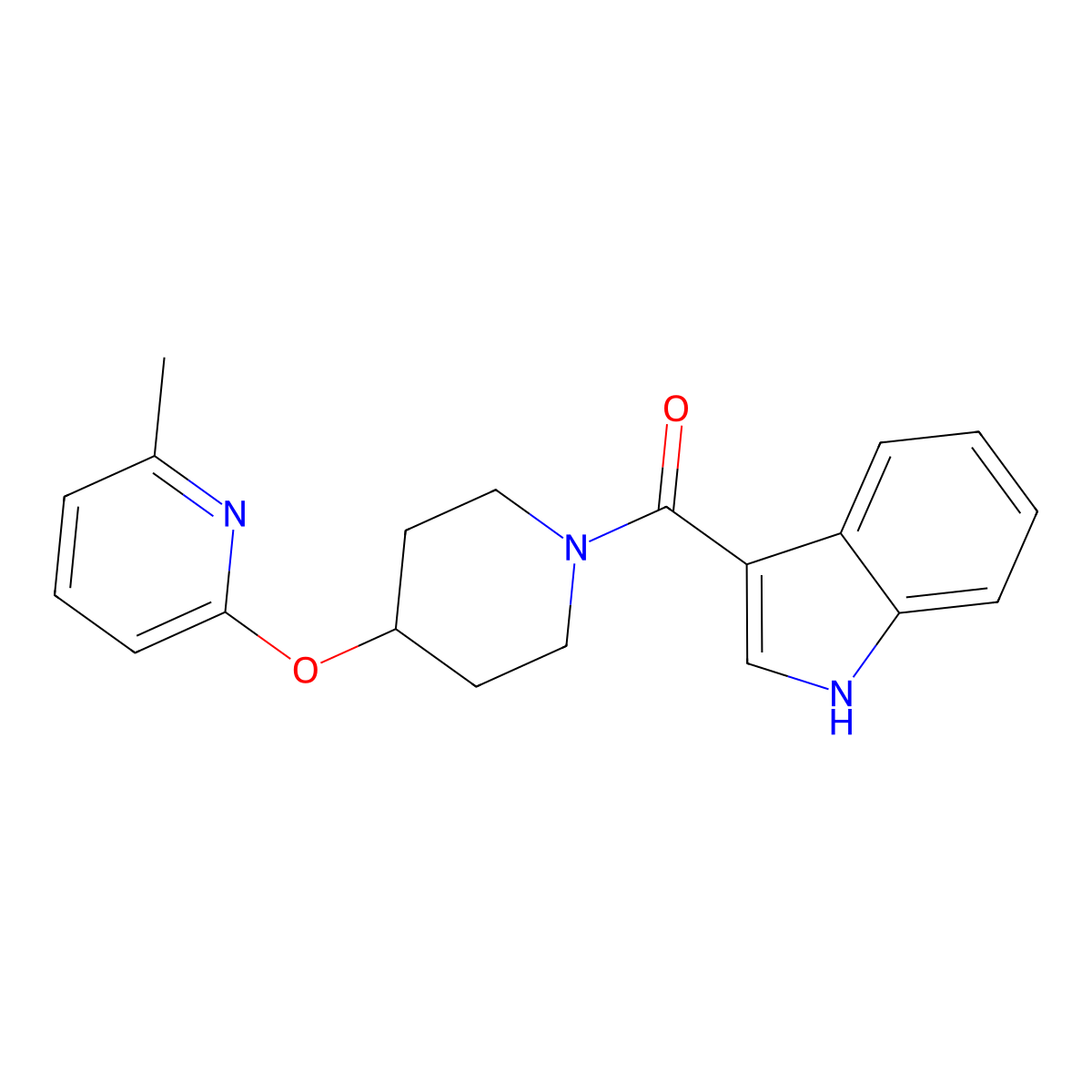 (1H-indol-3-yl)(4-((6-methylpyridin-2-yl)oxy)piperidin-1-yl)methanone molecular structure, CAS 1797267-14-1