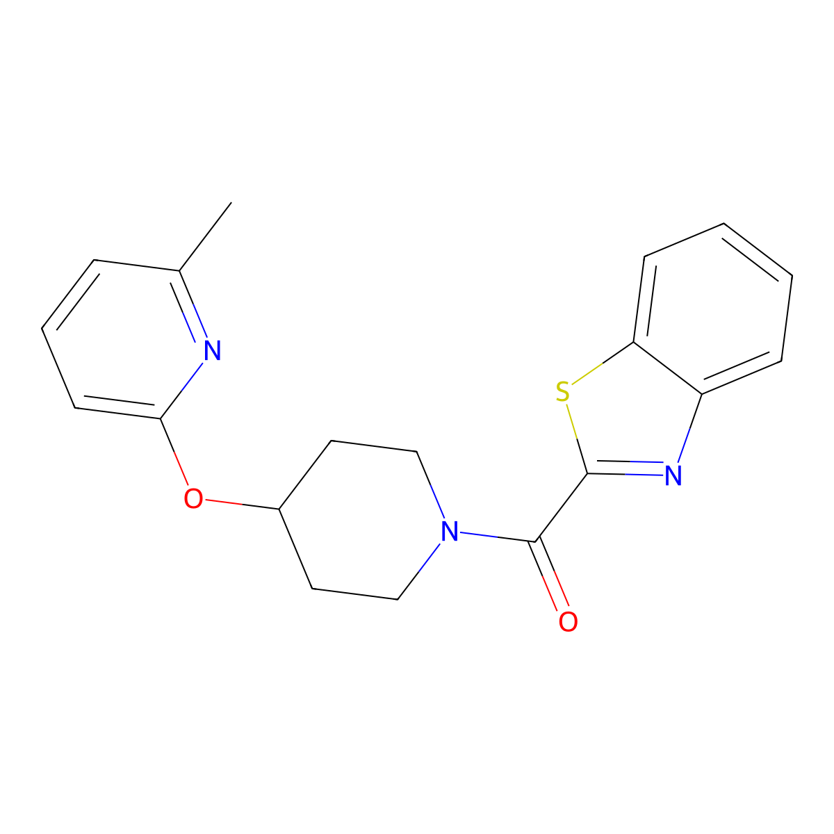 Benzo[d]thiazol-2-yl(4-((6-methylpyridin-2-yl)oxy)piperidin-1-yl)methanone molecular structure, CAS 1797267-18-5