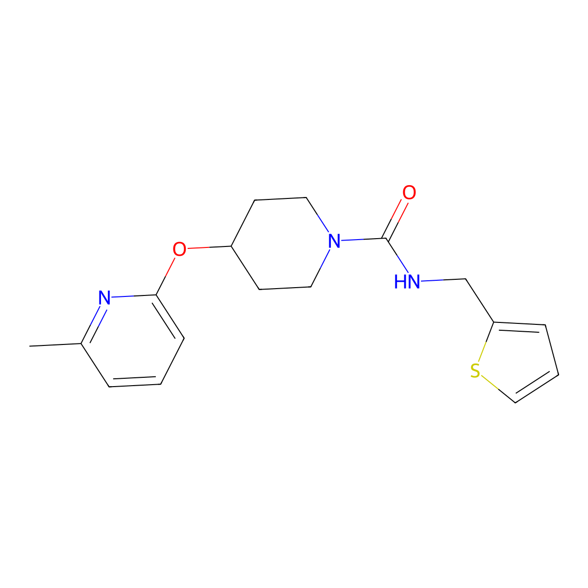 4-((6-methylpyridin-2-yl)oxy)-N-(thiophen-2-ylmethyl)piperidine-1-carboxamide molecular structure, CAS 1797267-23-2