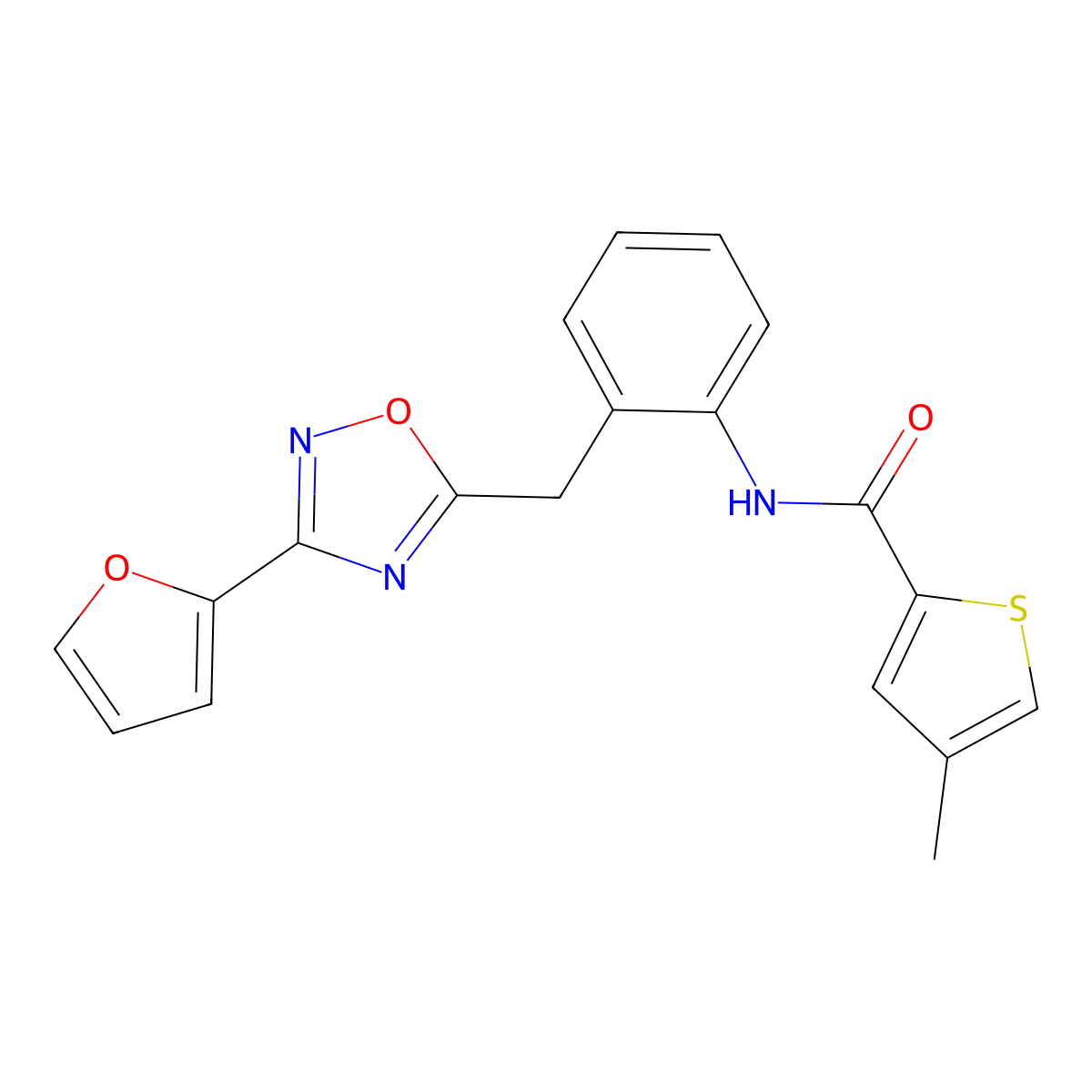 N-(2-{[3-(Furan-2-YL)-1,2,4-oxadiazol-5-YL]methyl}phenyl)-4-methylthiophene-2-carboxamide molecular structure, CAS 1797267-86-7