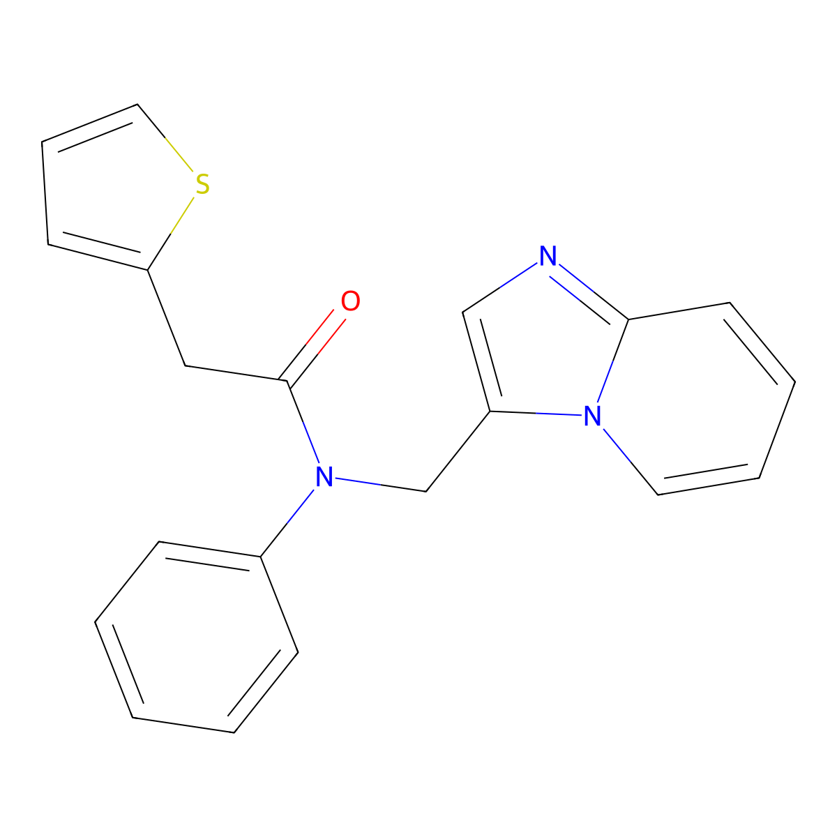 N-(imidazo[1,2-a]pyridin-3-ylmethyl)-N-phenyl-2-(thiophen-2-yl)acetamide molecular structure, CAS 1797268-83-7
