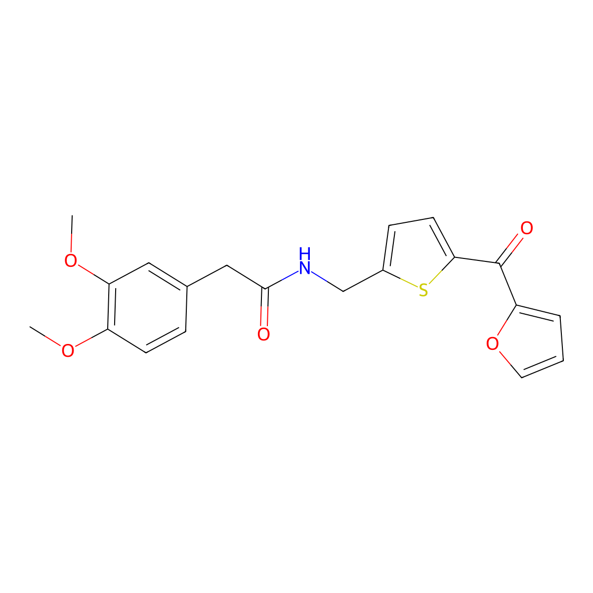 2-(3,4-dimethoxyphenyl)-N-((5-(furan-2-carbonyl)thiophen-2-yl)methyl)acetamide molecular structure, CAS 1797268-99-5