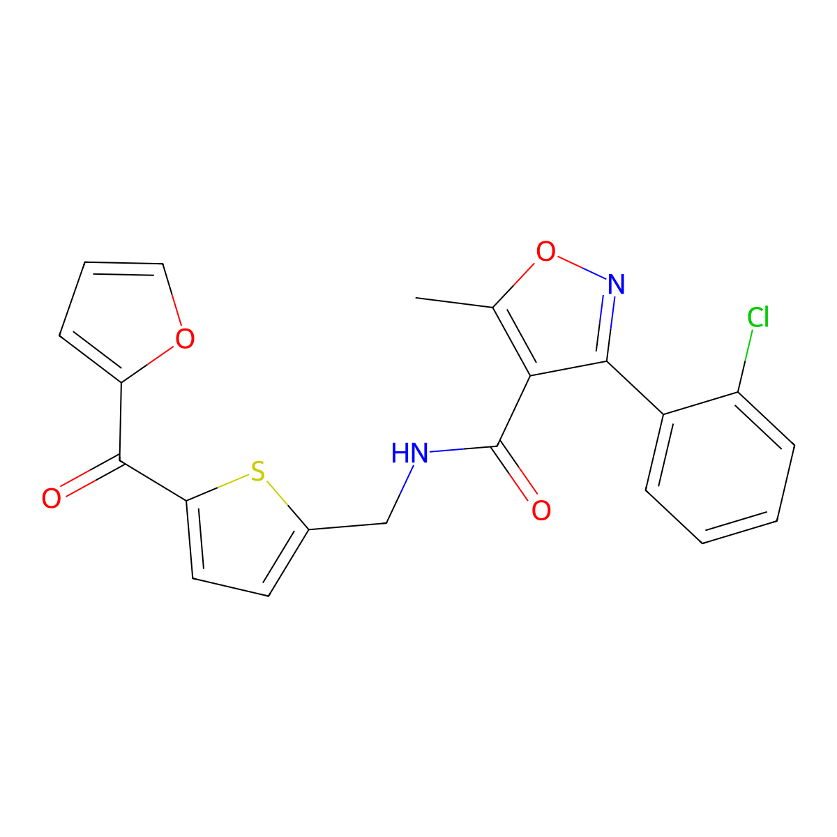 3-(2-chlorophenyl)-N-((5-(furan-2-carbonyl)thiophen-2-yl)methyl)-5-methylisoxazole-4-carboxamide molecular structure, CAS 1797269-04-5
