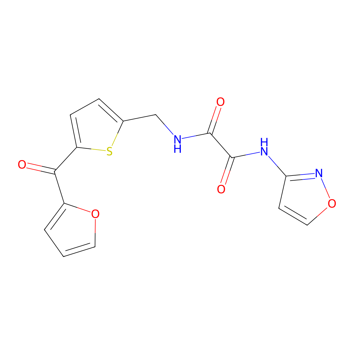 N1-((5-(furan-2-carbonyl)thiophen-2-yl)methyl)-N2-(isoxazol-3-yl)oxalamide molecular structure, CAS 1797269-10-3