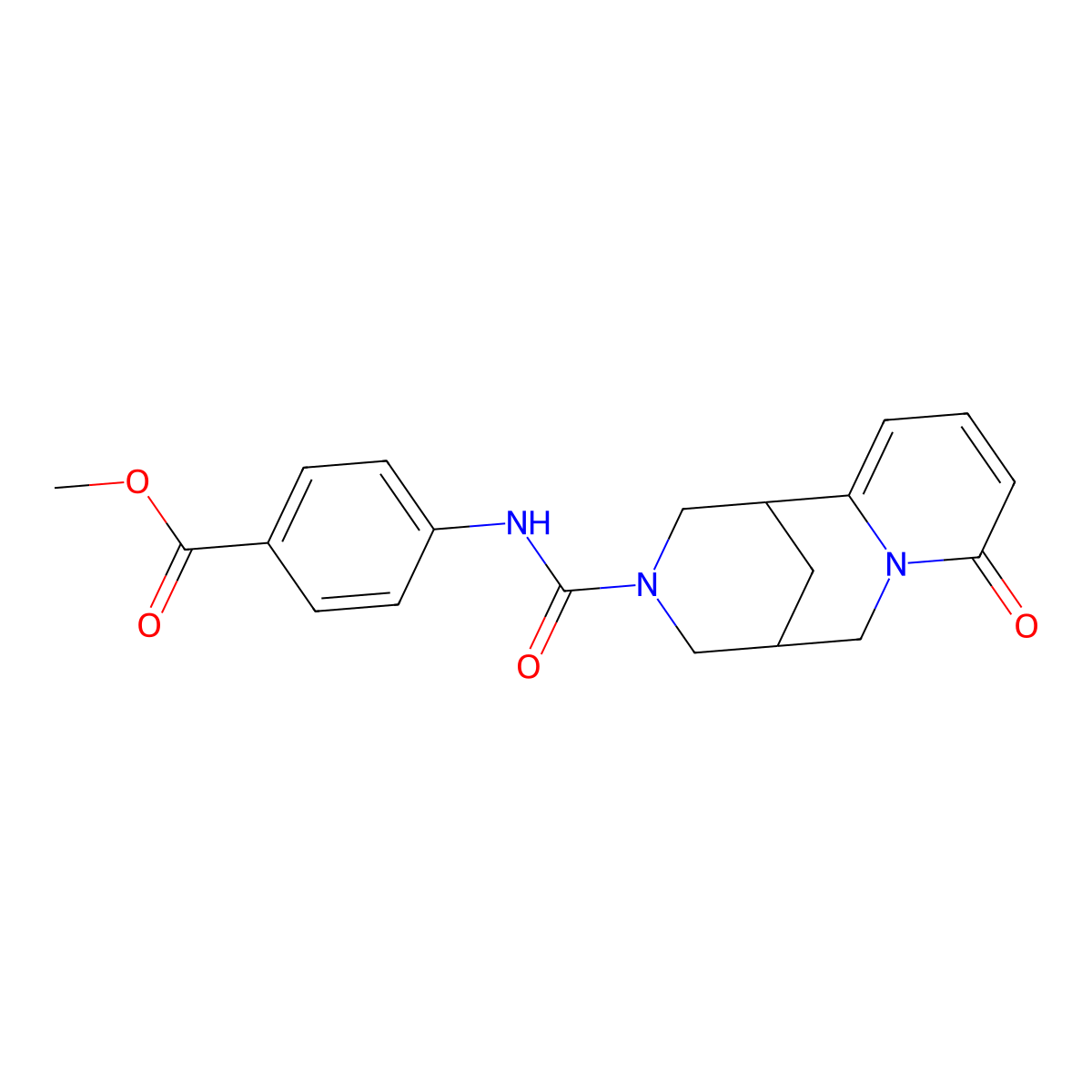 methyl 4-{[(8-oxo-1,5,6,8-tetrahydro-2H-1,5-methanopyrido[1,2-a][1,5]diazocin-3(4H)-yl)carbonyl]amino}benzoate molecular structure, CAS 1797269-92-1