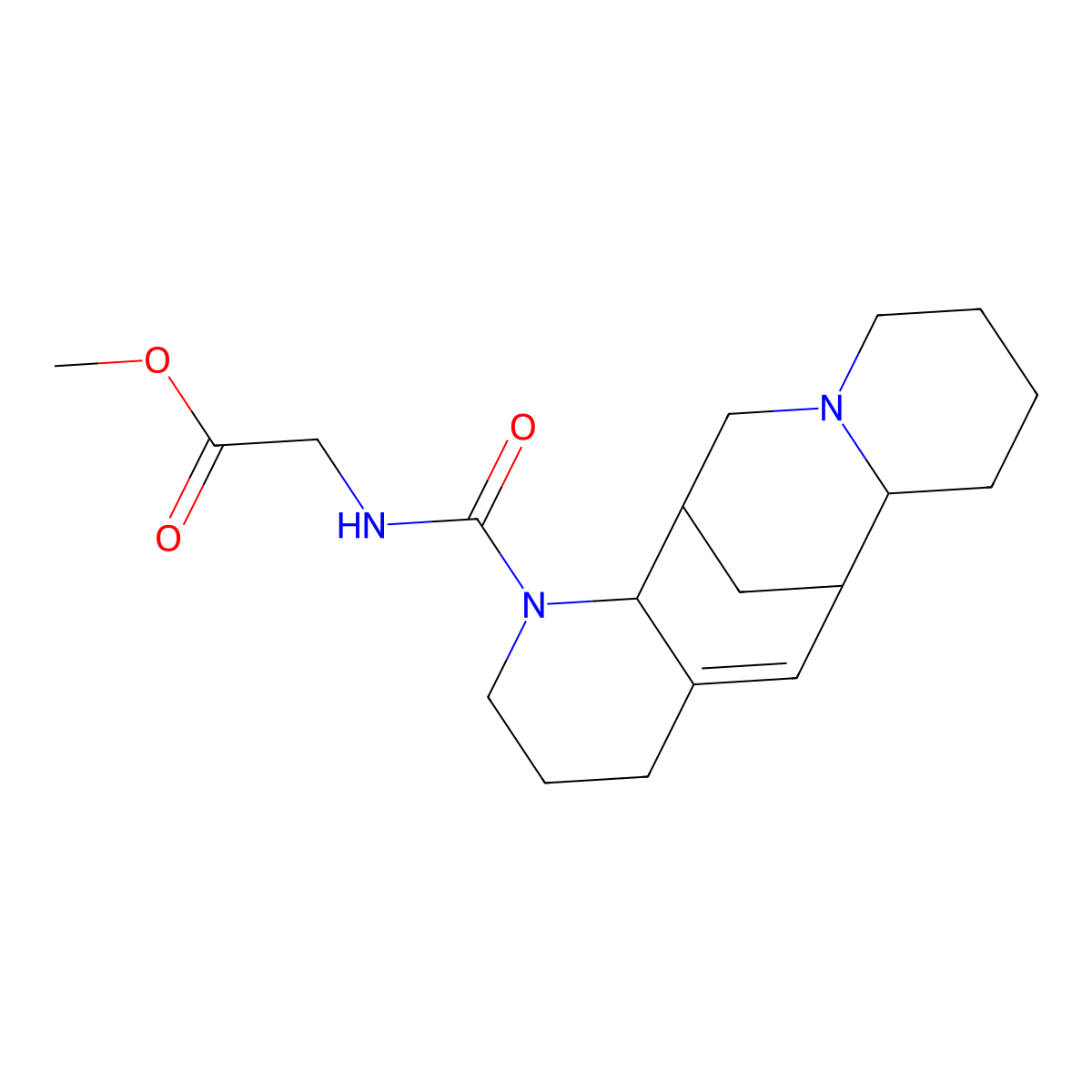 Methyl 2-(3,15-diazatetracyclo[7.7.1.02,7.010,15]heptadec-7-ene-3-carbonylamino)acetate molecular structure, CAS 1797270-01-9