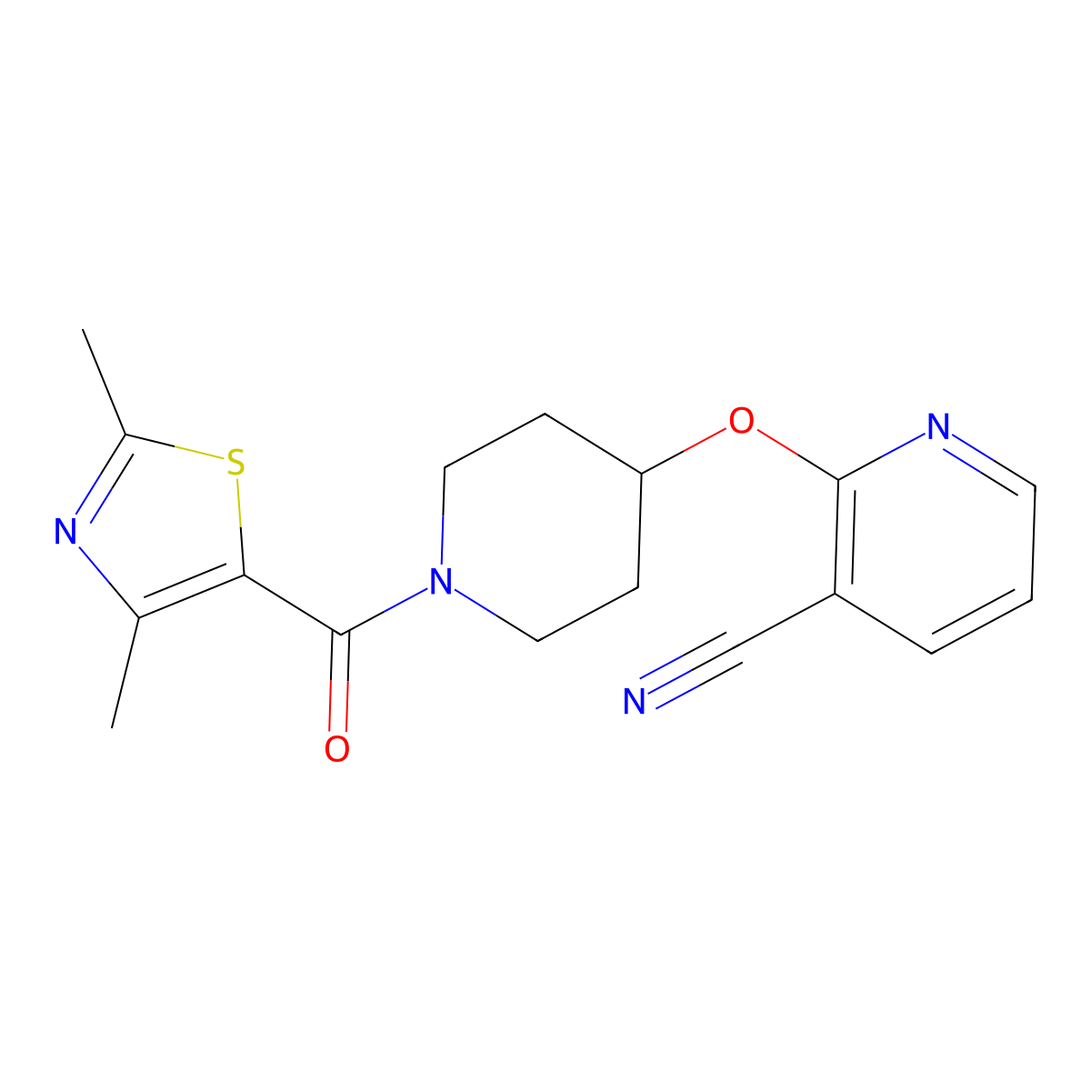 2-((1-(2,4-Dimethylthiazole-5-carbonyl)piperidin-4-yl)oxy)nicotinonitrile molecular structure, CAS 1797270-20-2
