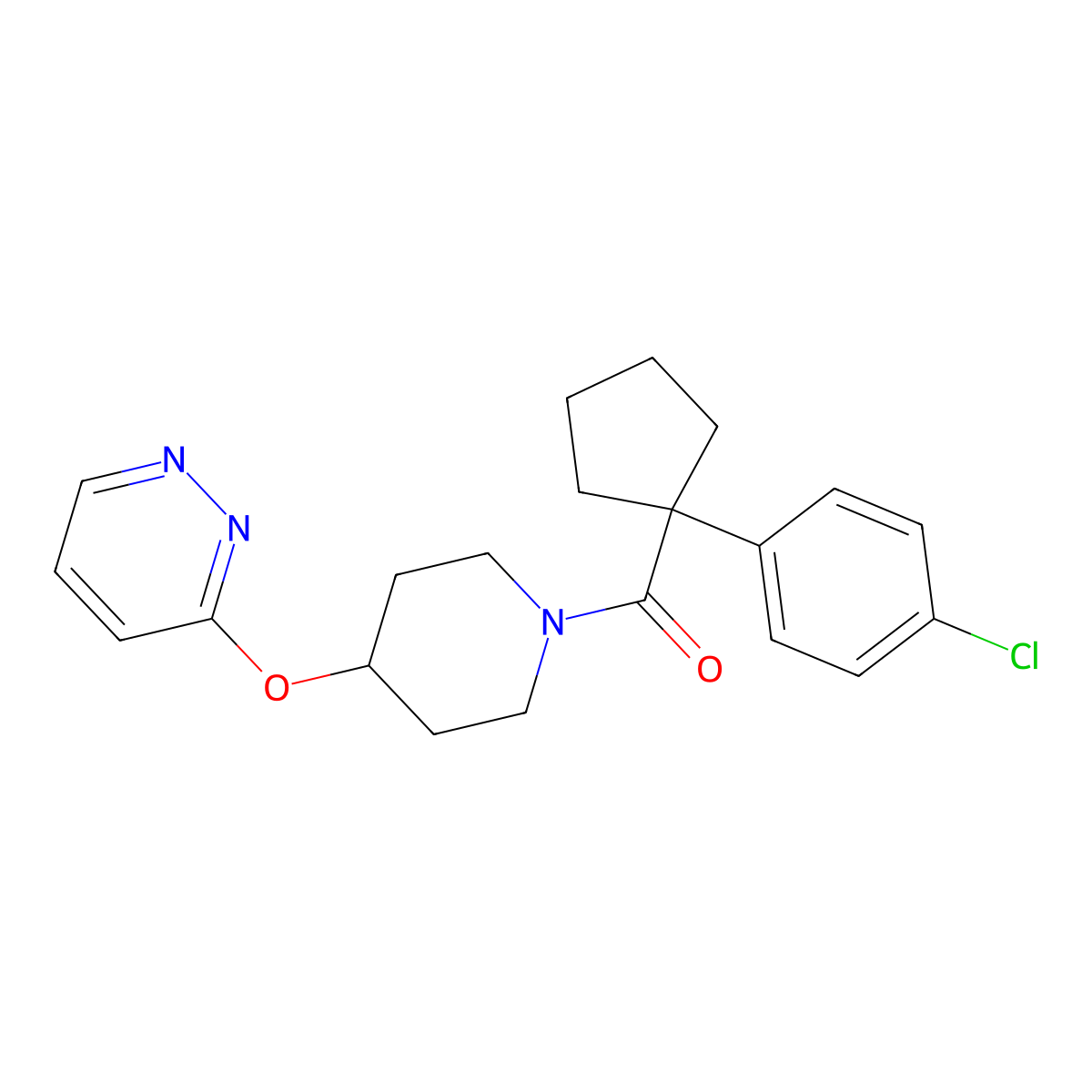 (1-(4-Chlorophenyl)cyclopentyl)(4-(pyridazin-3-yloxy)piperidin-1-yl)methanone molecular structure, CAS 1797270-52-0