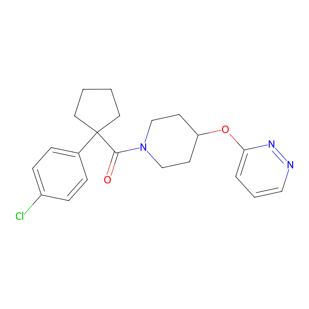 (1-(4-Chlorophenyl)cyclopentyl)(4-(pyridazin-3-yloxy)piperidin-1-yl)methanone molecular structure, CAS 1797270-52-0