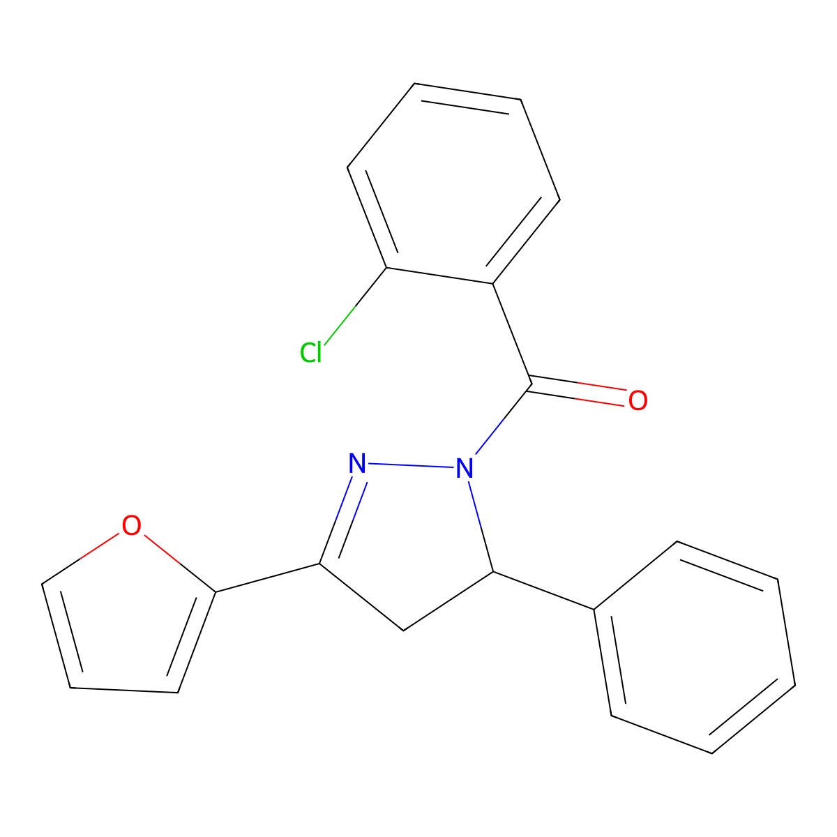 1-(2-chlorobenzoyl)-3-(furan-2-yl)-5-phenyl-4,5-dihydro-1H-pyrazole molecular structure, CAS 1797270-73-5