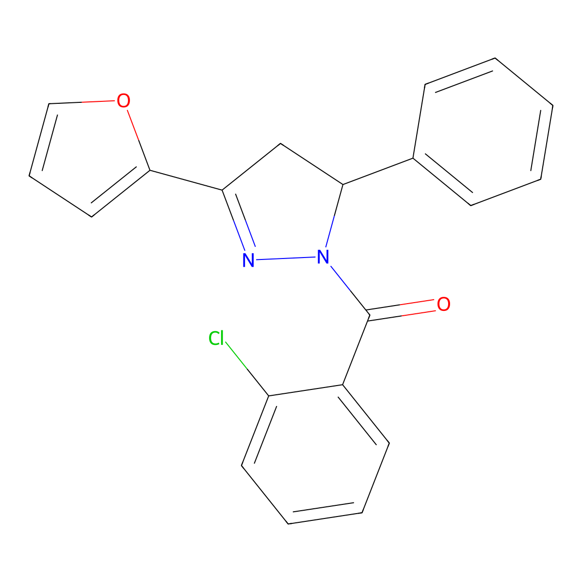1-(2-chlorobenzoyl)-3-(furan-2-yl)-5-phenyl-4,5-dihydro-1H-pyrazole molecular structure, CAS 1797270-73-5