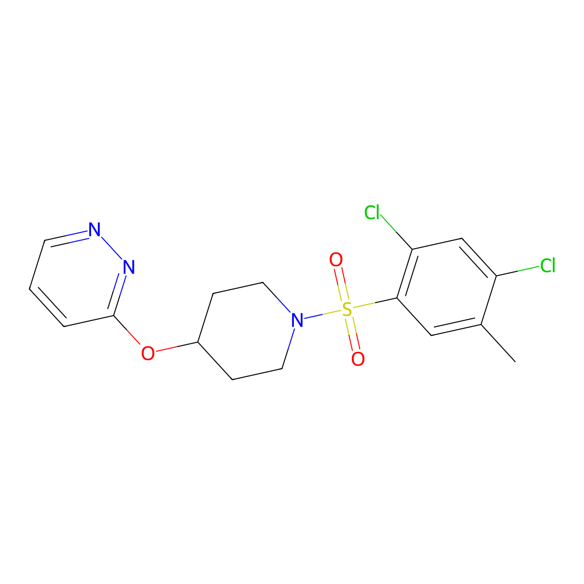 3-((1-((2,4-Dichloro-5-methylphenyl)sulfonyl)piperidin-4-yl)oxy)pyridazine molecular structure, CAS 1797270-75-7