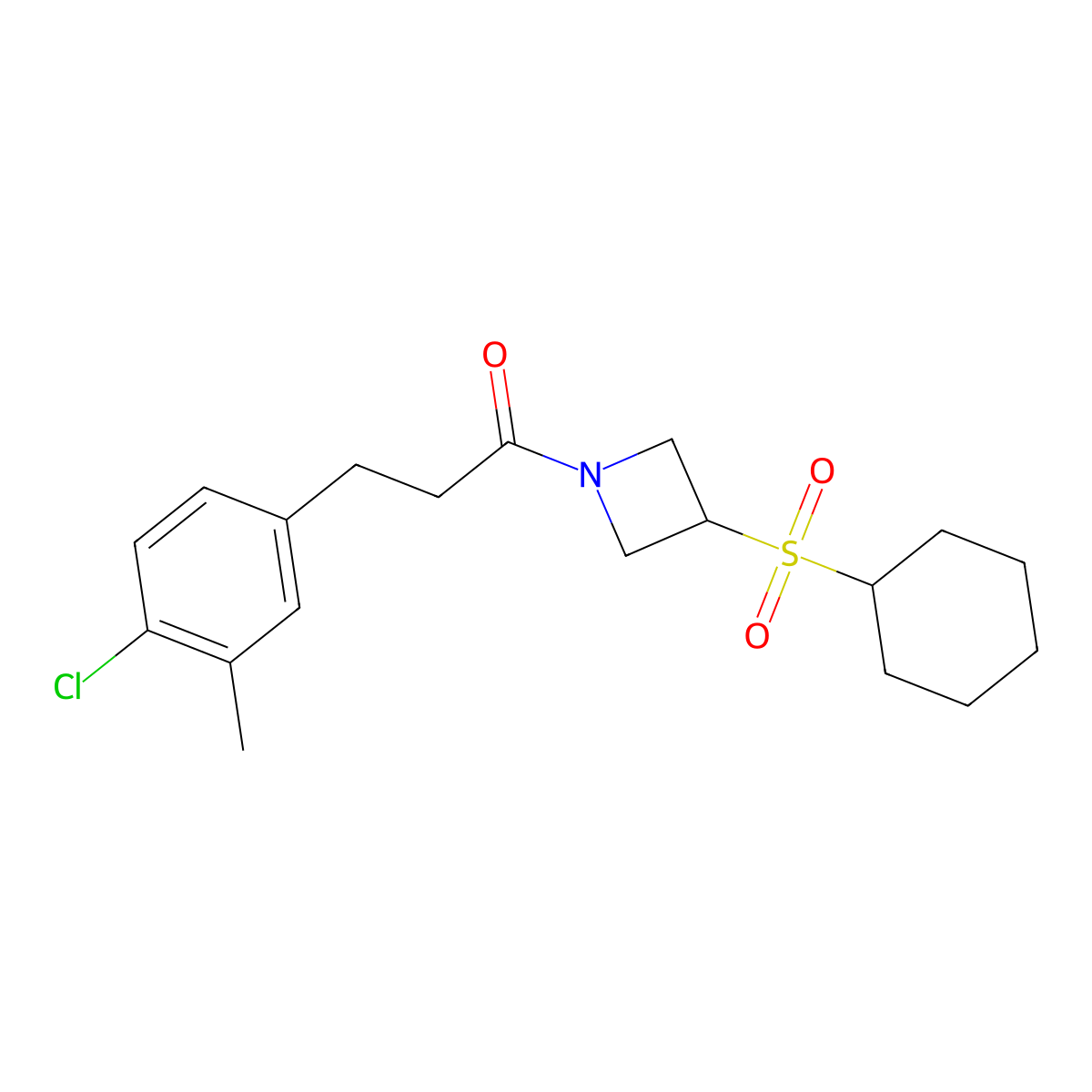 3-(4-Chloro-3-methylphenyl)-1-(3-(cyclohexylsulfonyl)azetidin-1-yl)propan-1-one molecular structure, CAS 1797276-28-8