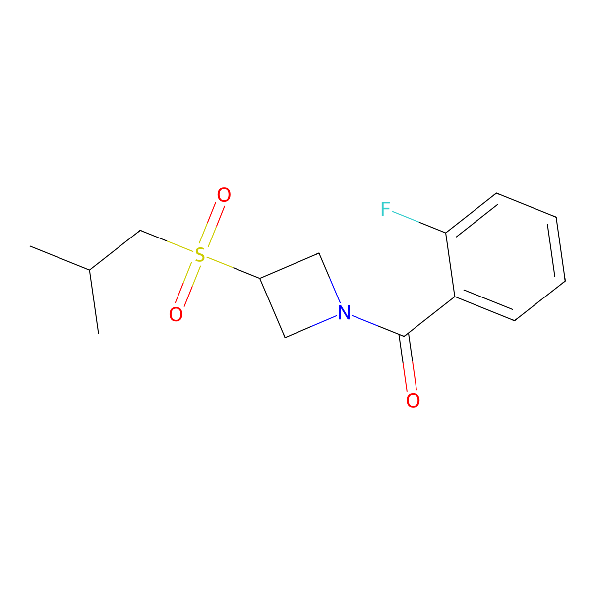 (2-Fluorophenyl)(3-(isobutylsulfonyl)azetidin-1-yl)methanone molecular structure, CAS 1797276-37-9