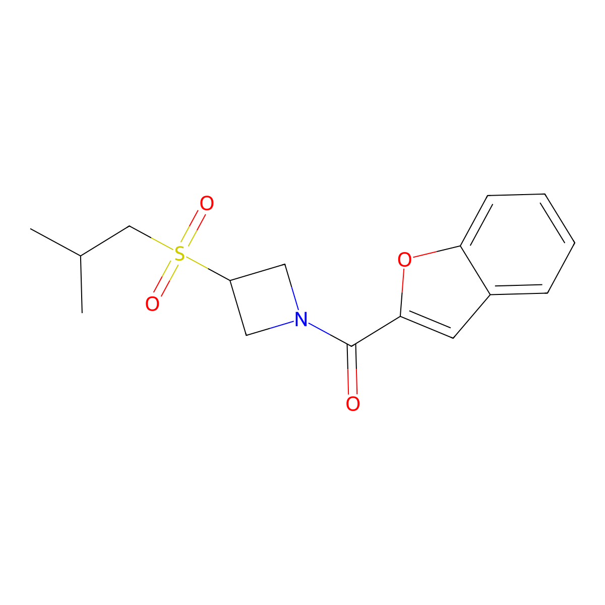 Benzofuran-2-yl(3-(isobutylsulfonyl)azetidin-1-yl)methanone molecular structure, CAS 1797276-43-7