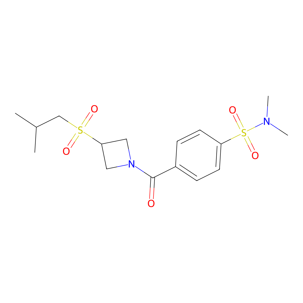 4-(3-(isobutylsulfonyl)azetidine-1-carbonyl)-N,N-dimethylbenzenesulfonamide molecular structure, CAS 1797276-62-0
