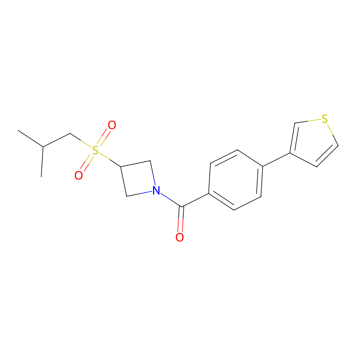(3-(Isobutylsulfonyl)azetidin-1-yl)(4-(thiophen-3-yl)phenyl)methanone molecular structure, CAS 1797276-71-1