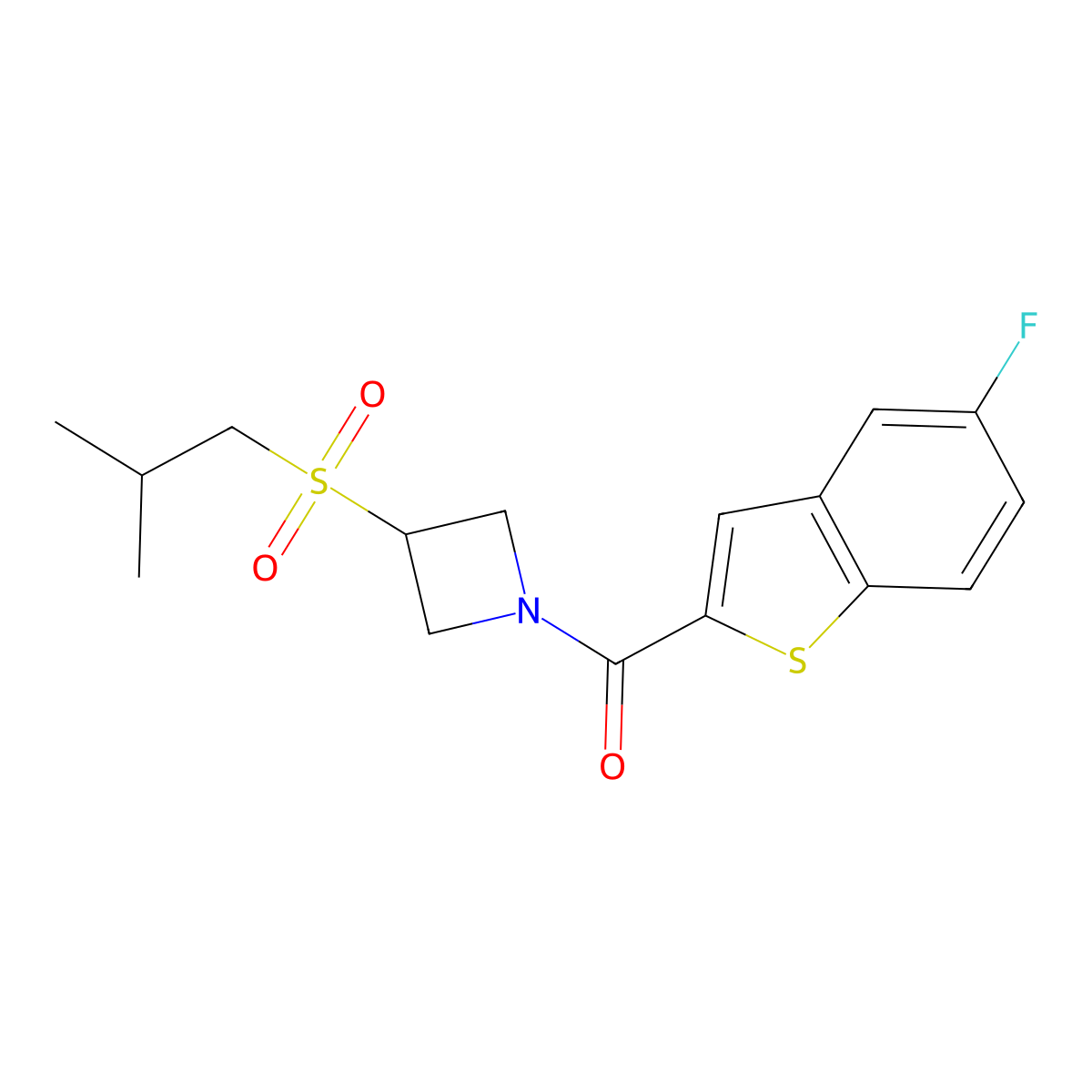 (5-Fluorobenzo[b]thiophen-2-yl)(3-(isobutylsulfonyl)azetidin-1-yl)methanone molecular structure, CAS 1797276-94-8