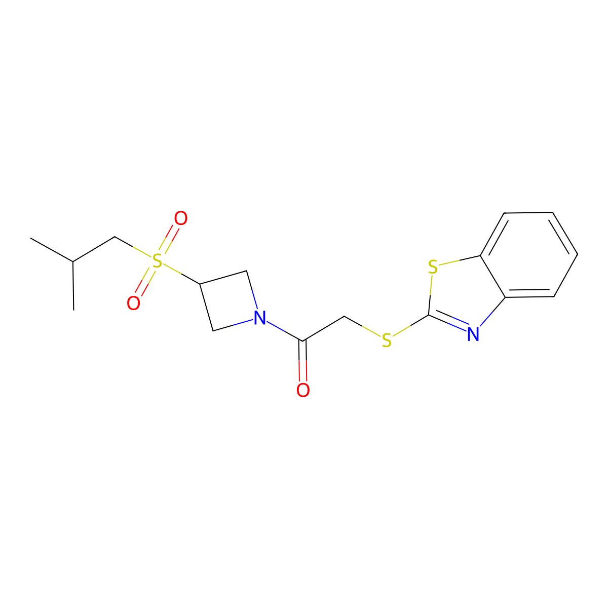 2-(Benzo[d]thiazol-2-ylthio)-1-(3-(isobutylsulfonyl)azetidin-1-yl)ethanone molecular structure, CAS 1797277-08-7