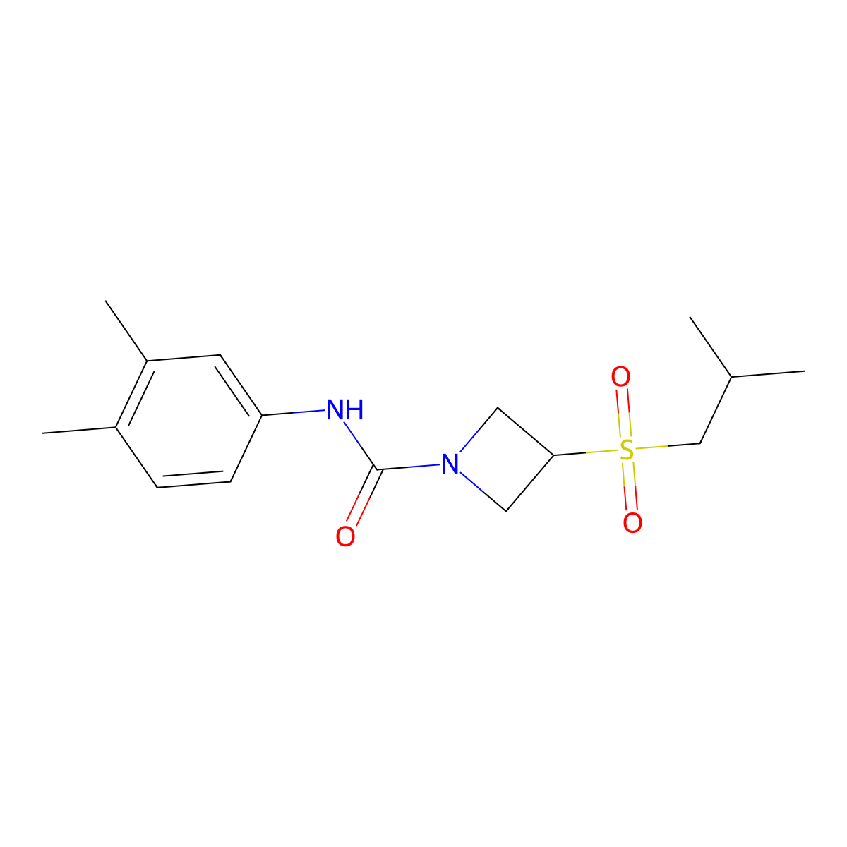 N-(3,4-dimethylphenyl)-3-(isobutylsulfonyl)azetidine-1-carboxamide molecular structure, CAS 1797277-21-4