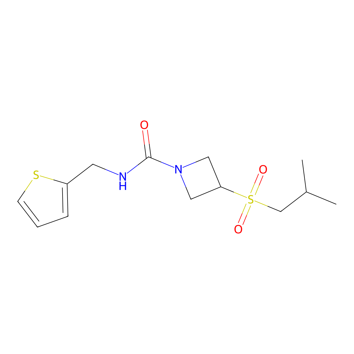 3-(isobutylsulfonyl)-N-(thiophen-2-ylmethyl)azetidine-1-carboxamide molecular structure, CAS 1797277-25-8