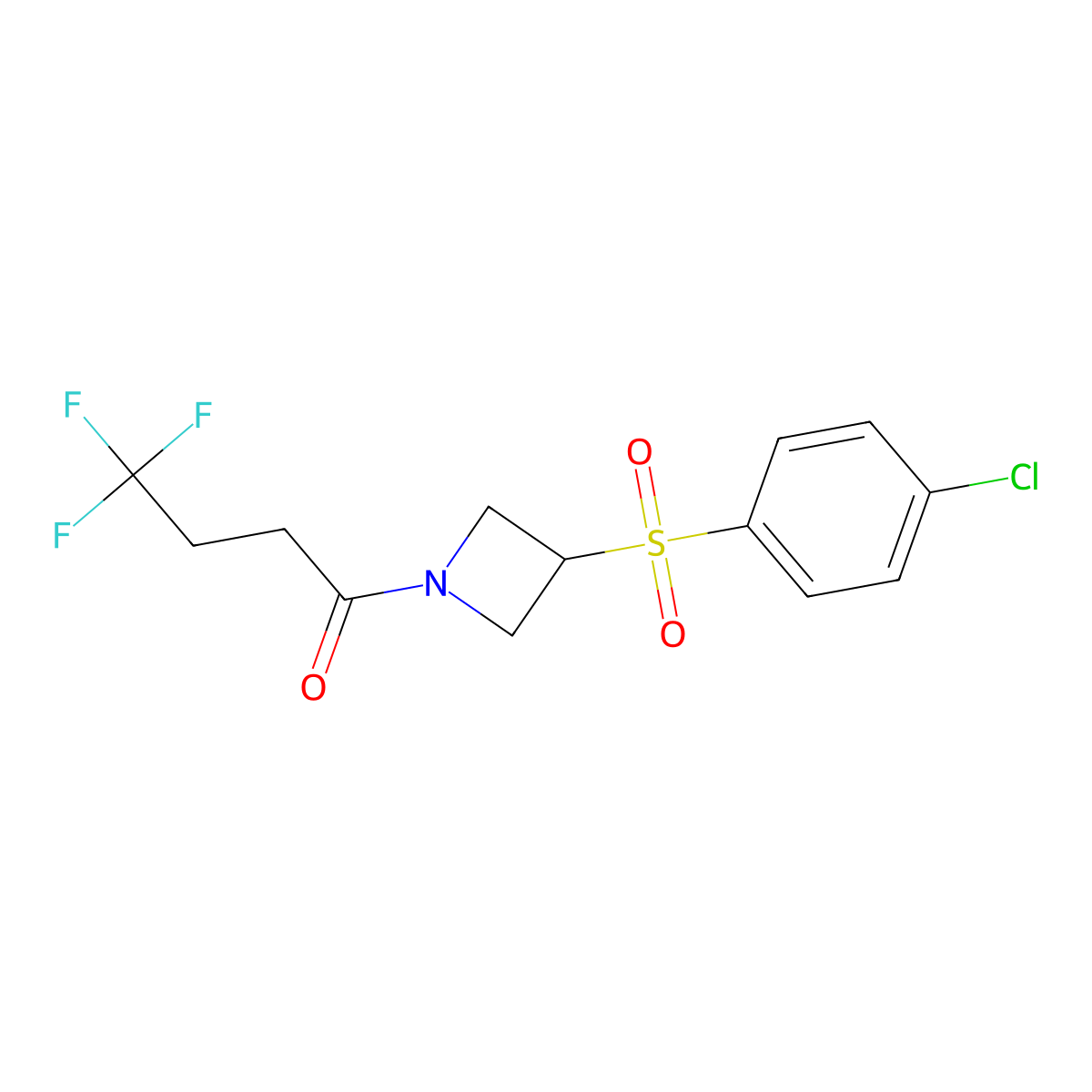1-(3-((4-Chlorophenyl)sulfonyl)azetidin-1-yl)-4,4,4-trifluorobutan-1-one molecular structure, CAS 1797277-50-9