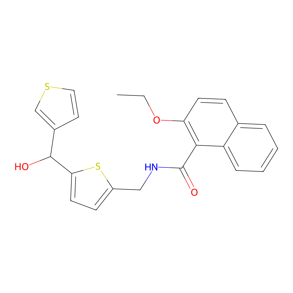 2-ethoxy-N-((5-(hydroxy(thiophen-3-yl)methyl)thiophen-2-yl)methyl)-1-naphthamide molecular structure, CAS 1797277-68-9