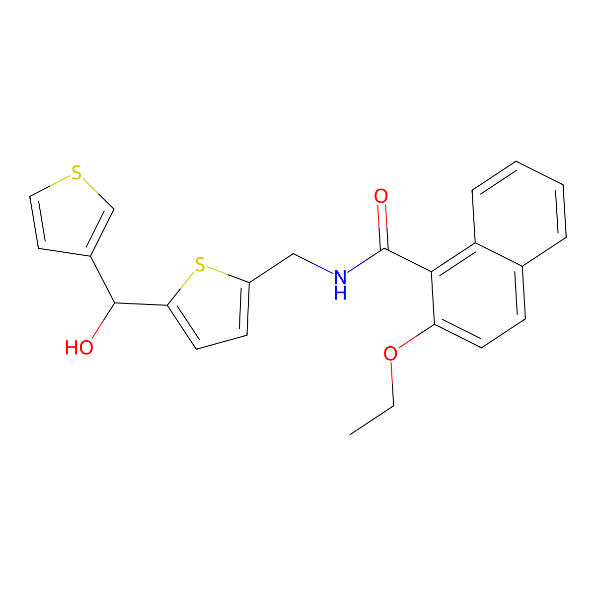 2-ethoxy-N-((5-(hydroxy(thiophen-3-yl)methyl)thiophen-2-yl)methyl)-1-naphthamide molecular structure, CAS 1797277-68-9
