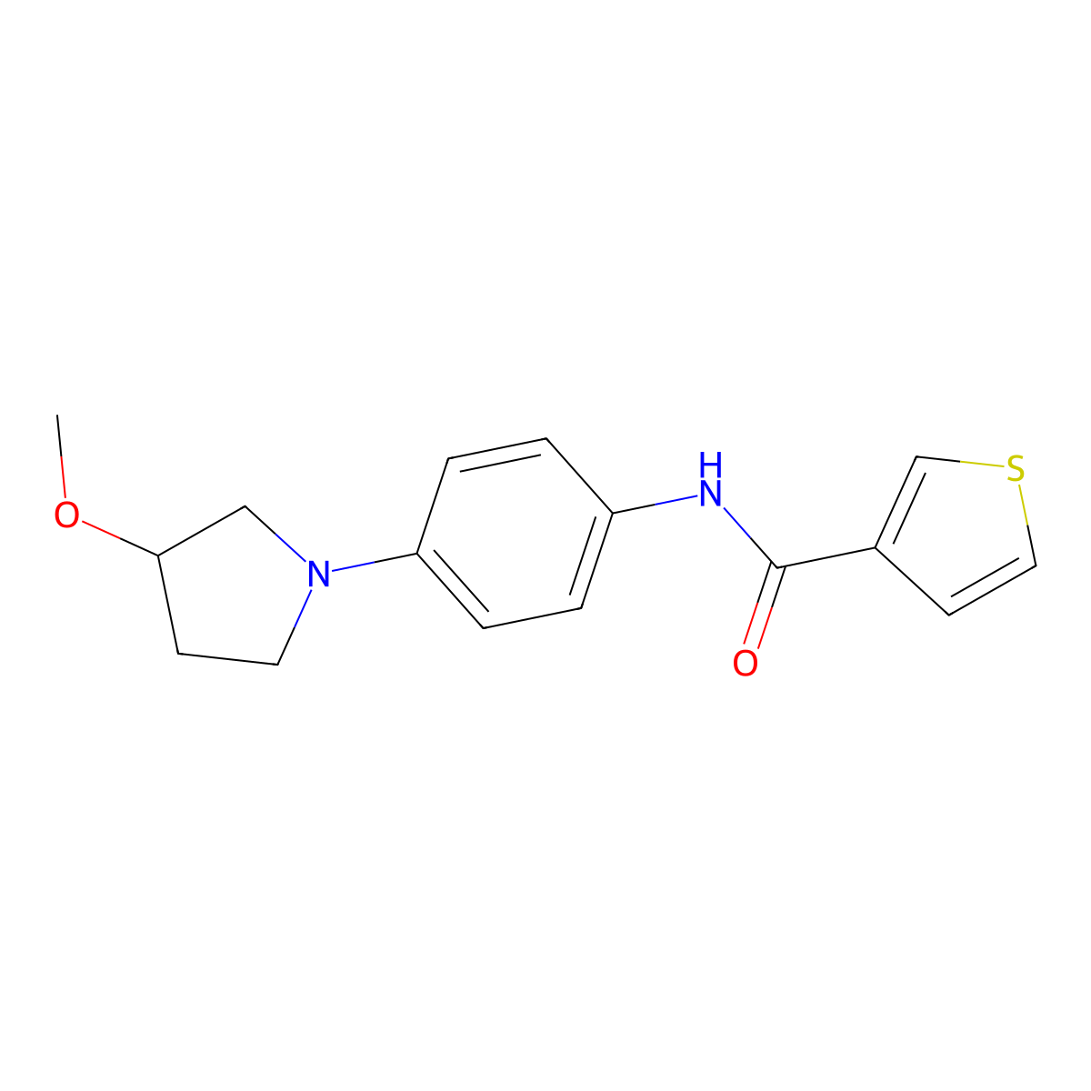 N-(4-(3-methoxypyrrolidin-1-yl)phenyl)thiophene-3-carboxamide molecular structure, CAS 1797277-72-5