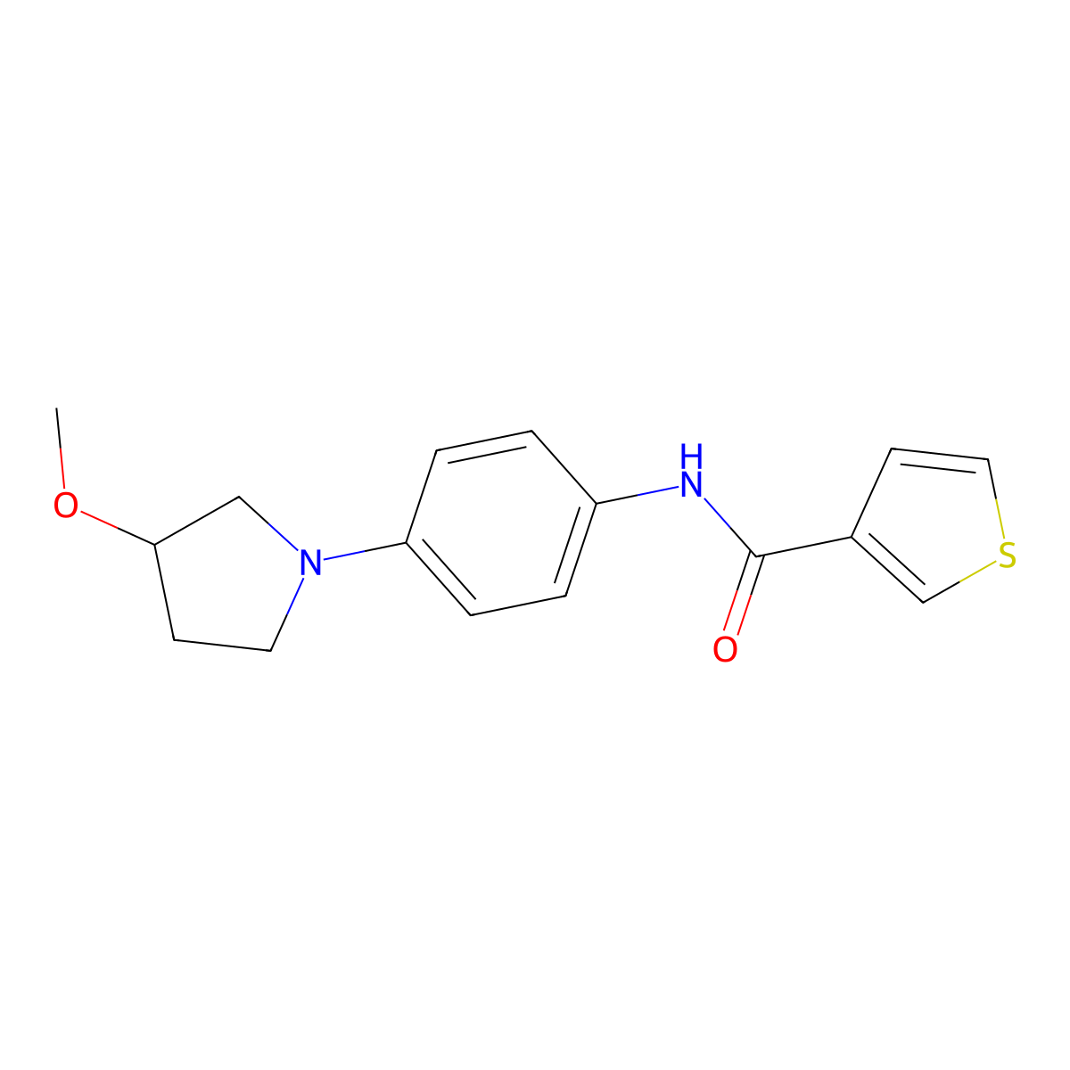 N-(4-(3-methoxypyrrolidin-1-yl)phenyl)thiophene-3-carboxamide molecular structure, CAS 1797277-72-5
