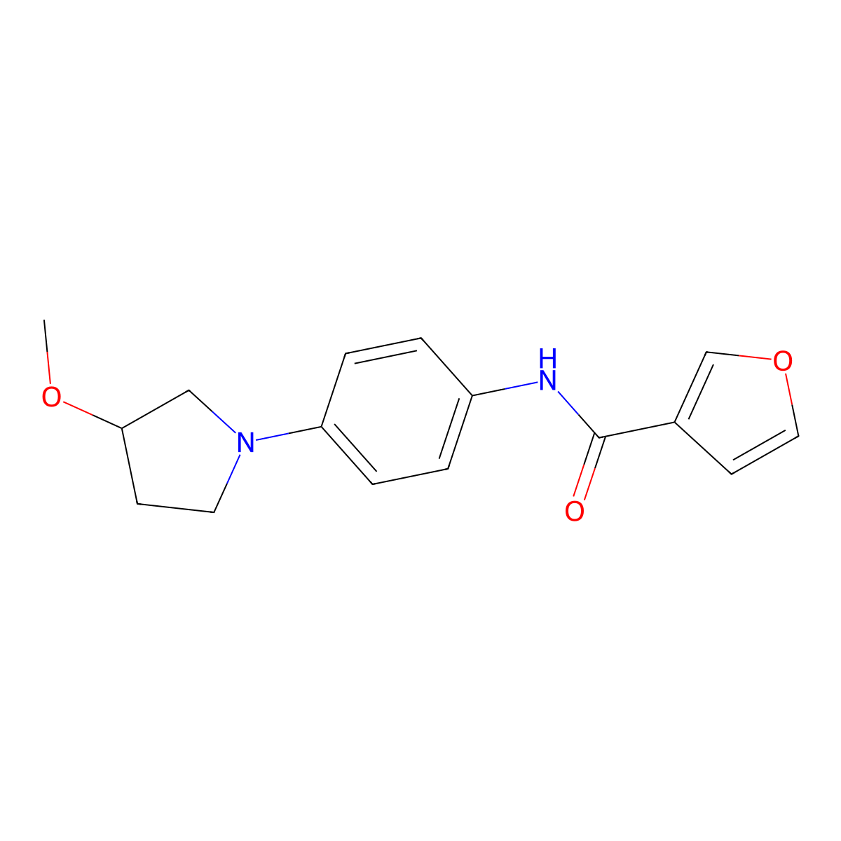 N-(4-(3-methoxypyrrolidin-1-yl)phenyl)furan-3-carboxamide molecular structure, CAS 1797277-81-6