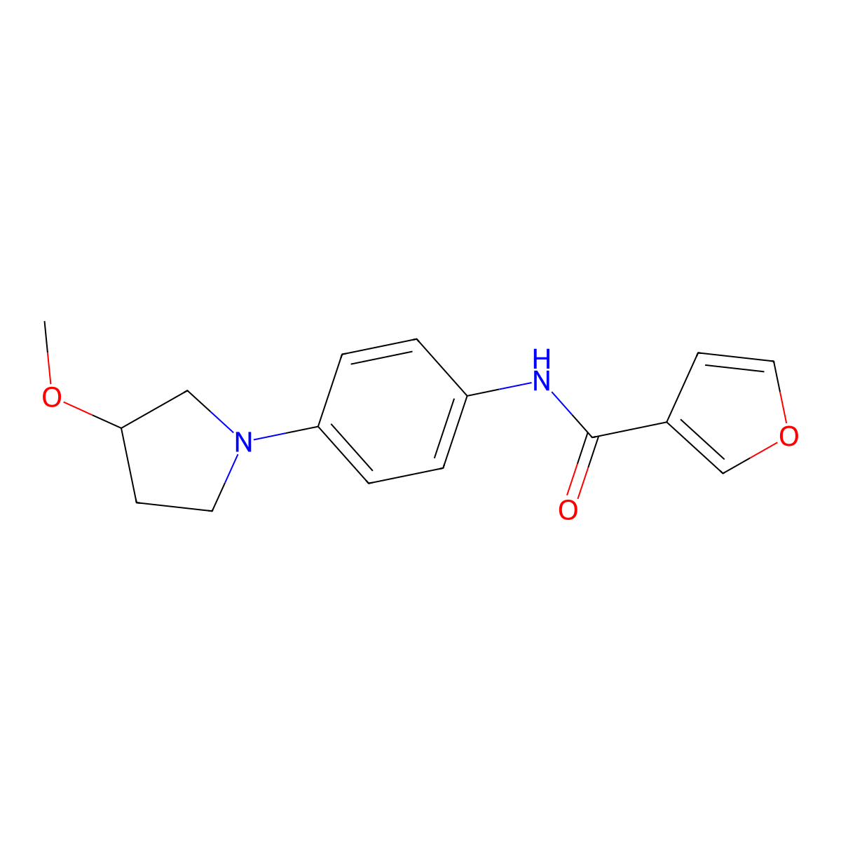 N-(4-(3-methoxypyrrolidin-1-yl)phenyl)furan-3-carboxamide molecular structure, CAS 1797277-81-6