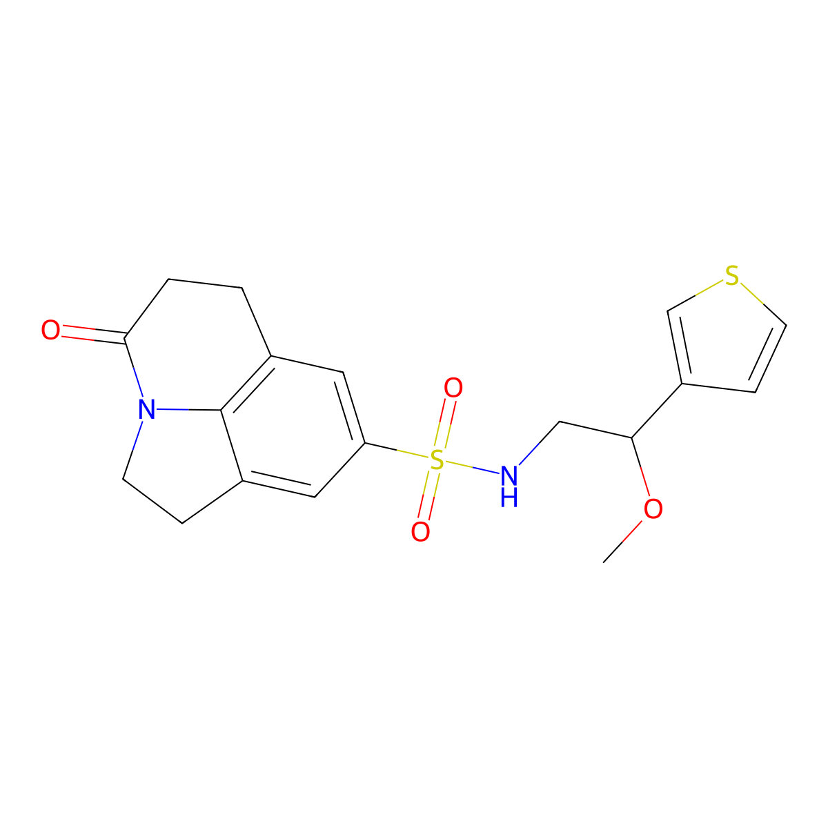N-[2-methoxy-2-(thiophen-3-yl)ethyl]-11-oxo-1-azatricyclo[6.3.1.0^{4,12}]dodeca-4(12),5,7-triene-6-sulfonamide molecular structure, CAS 1797278-21-7
