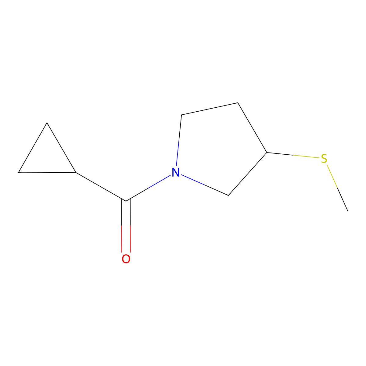 Cyclopropyl(3-(methylthio)pyrrolidin-1-yl)methanone molecular structure, CAS 1797278-33-1