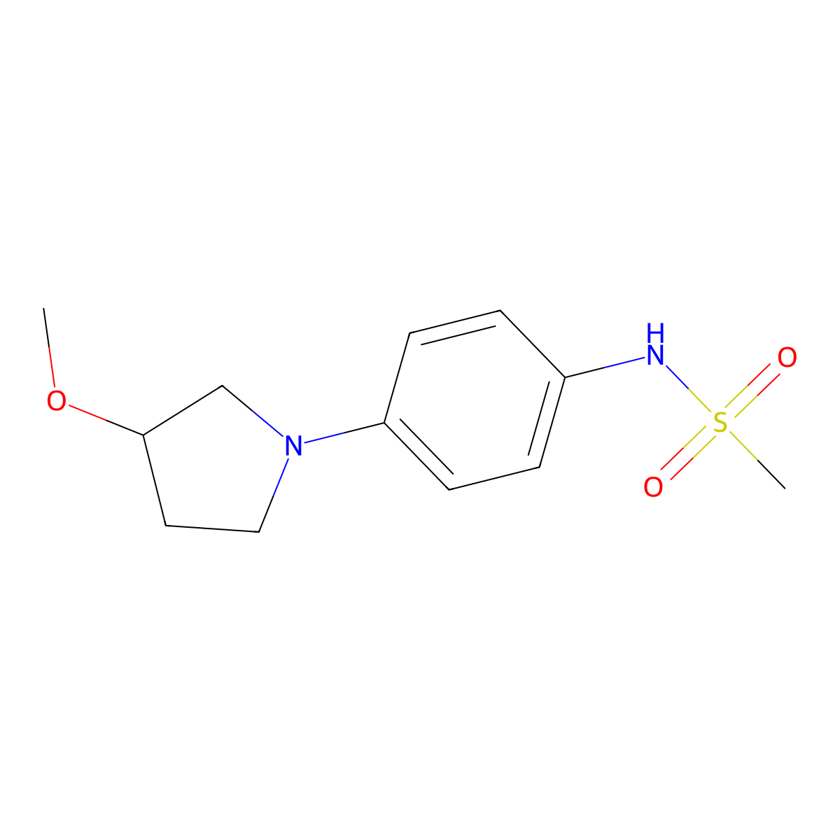 N-[4-(3-methoxypyrrolidin-1-yl)phenyl]methanesulfonamide molecular structure, CAS 1797278-39-7