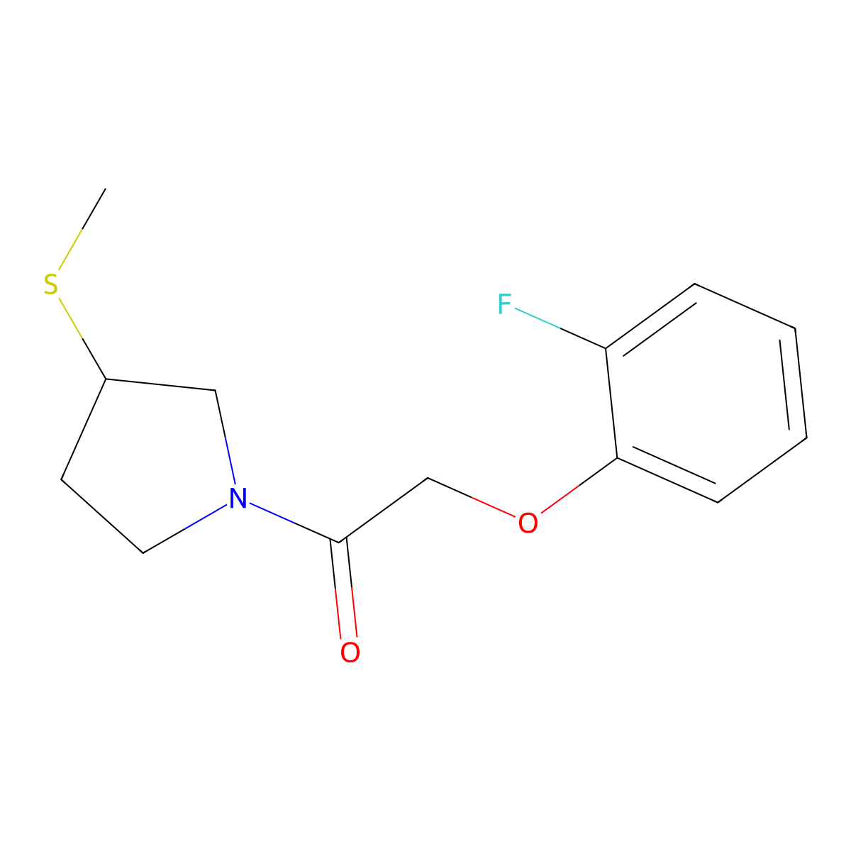 2-(2-Fluorophenoxy)-1-(3-(methylthio)pyrrolidin-1-yl)ethanone molecular structure, CAS 1797278-42-2