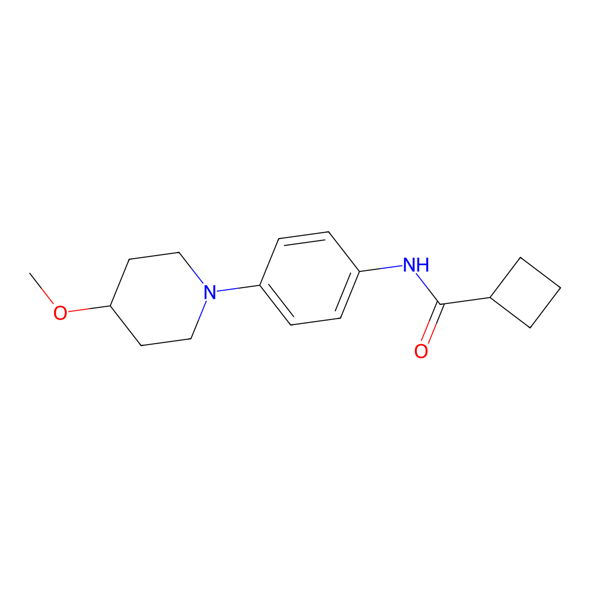 N-(4-(4-methoxypiperidin-1-yl)phenyl)cyclobutanecarboxamide molecular structure, CAS 1797278-51-3