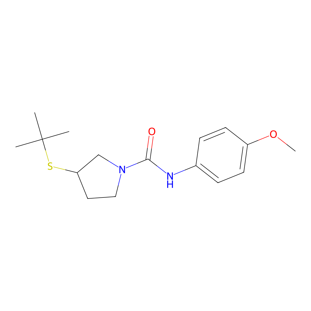 3-(tert-butylthio)-N-(4-methoxyphenyl)pyrrolidine-1-carboxamide molecular structure, CAS 1797278-52-4