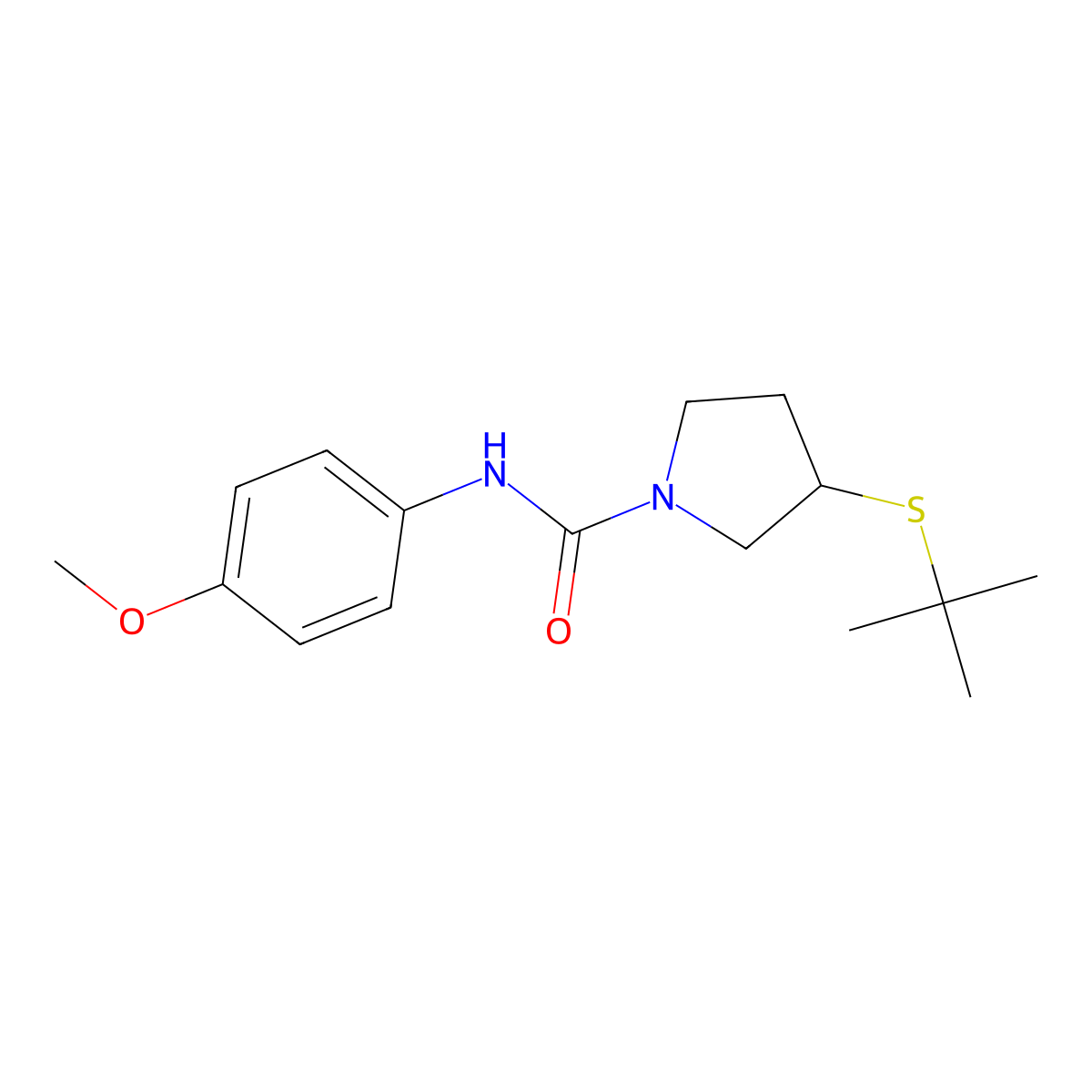 3-(tert-butylthio)-N-(4-methoxyphenyl)pyrrolidine-1-carboxamide molecular structure, CAS 1797278-52-4