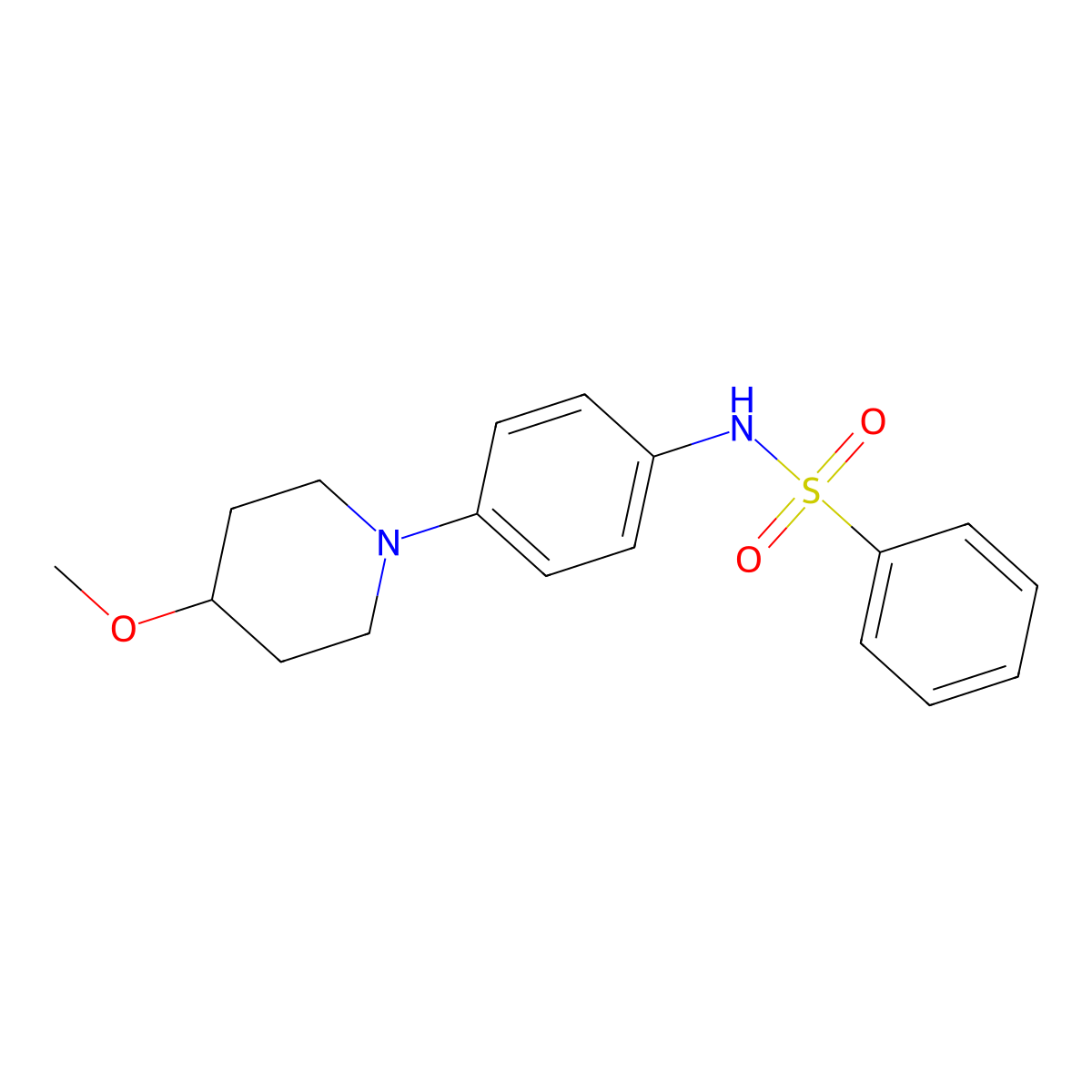 N-[4-(4-methoxypiperidin-1-yl)phenyl]benzenesulfonamide molecular structure, CAS 1797278-56-8