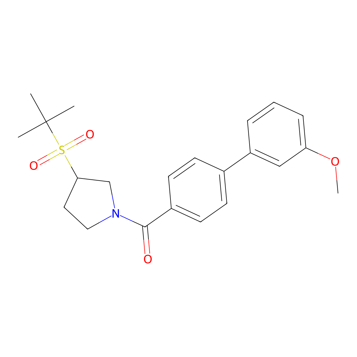(3-(Tert-butylsulfonyl)pyrrolidin-1-yl)(3'-methoxy-[1,1'-biphenyl]-4-yl)methanone molecular structure, CAS 1797278-68-2