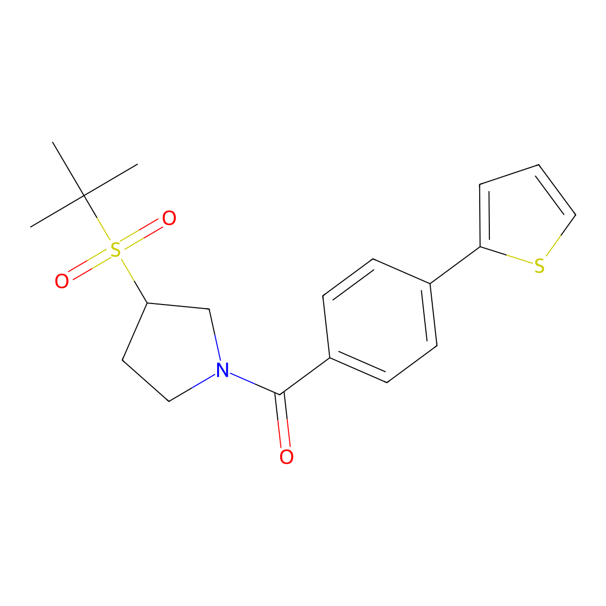 (3-(Tert-butylsulfonyl)pyrrolidin-1-yl)(4-(thiophen-2-yl)phenyl)methanone molecular structure, CAS 1797278-87-5
