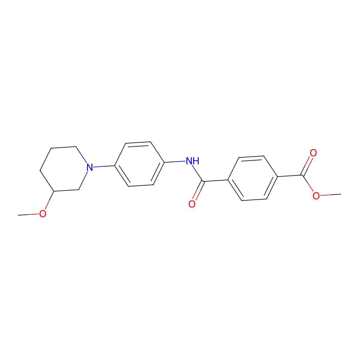 Methyl 4-((4-(3-methoxypiperidin-1-yl)phenyl)carbamoyl)benzoate molecular structure, CAS 1797278-88-6