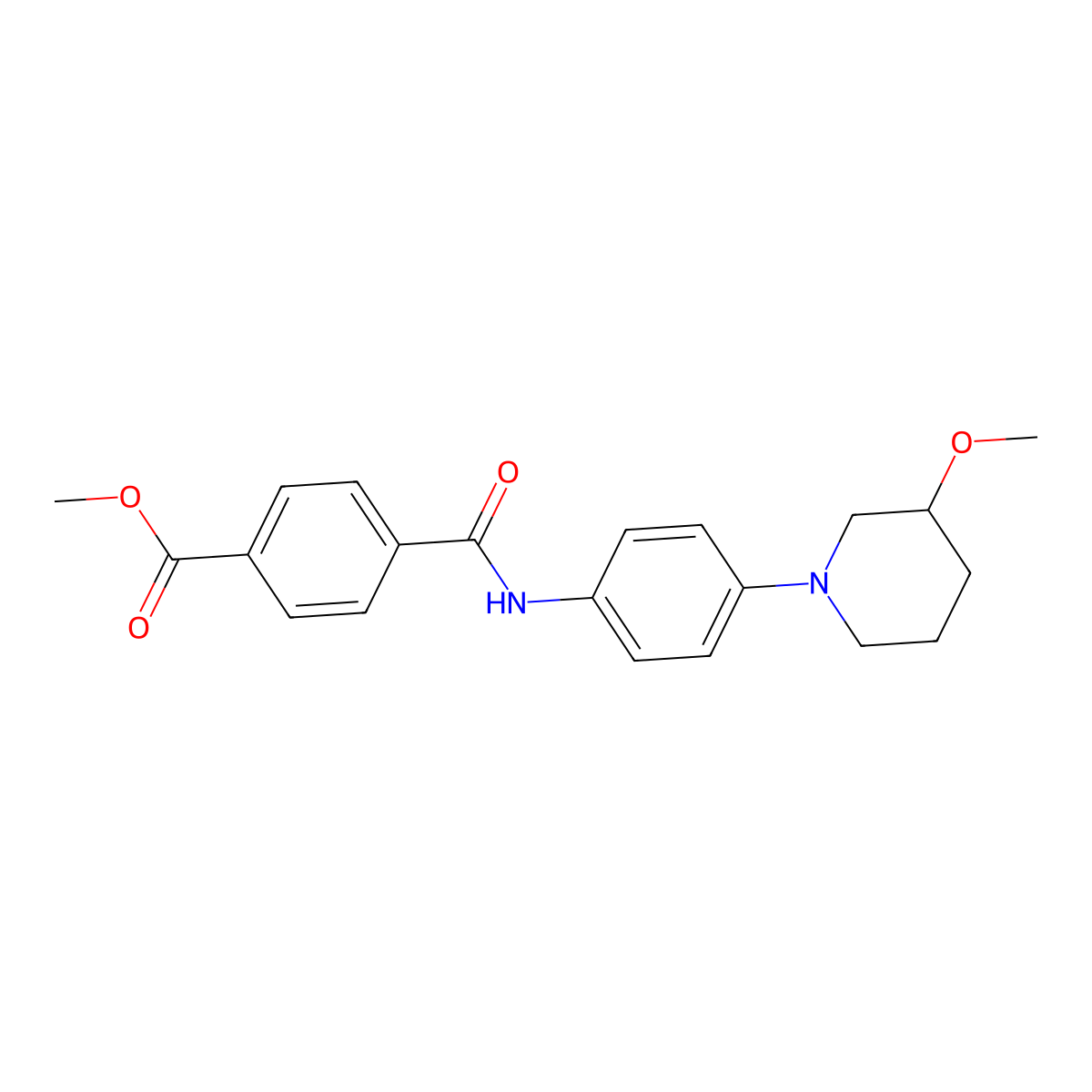 Methyl 4-((4-(3-methoxypiperidin-1-yl)phenyl)carbamoyl)benzoate molecular structure, CAS 1797278-88-6