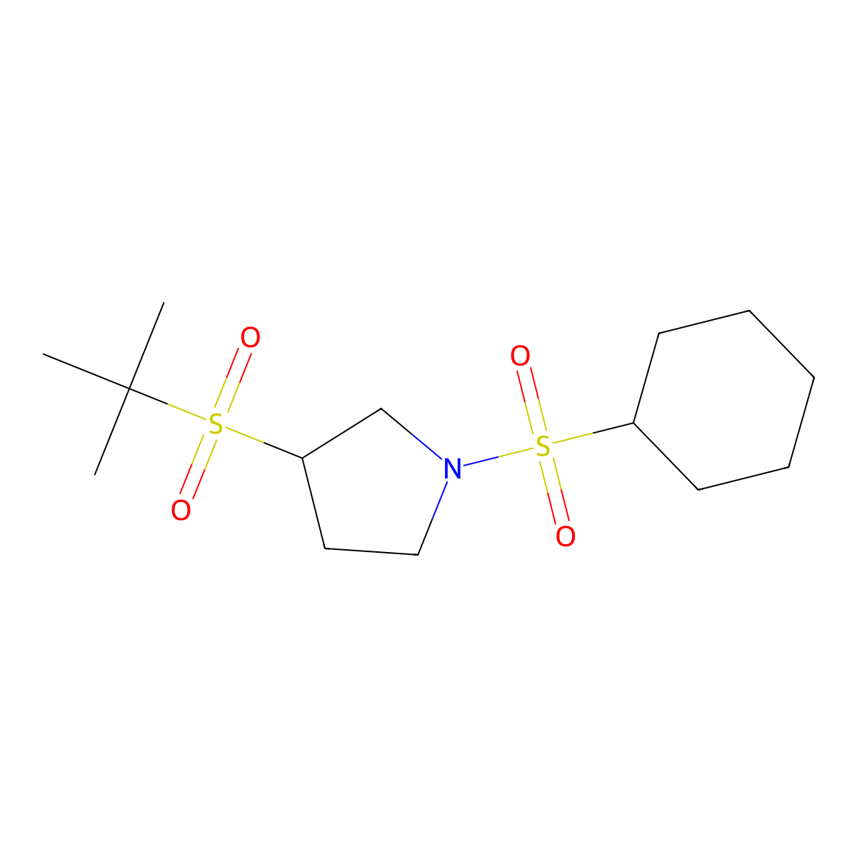 3-(Tert-butylsulfonyl)-1-(cyclohexylsulfonyl)pyrrolidine molecular structure, CAS 1797279-04-9