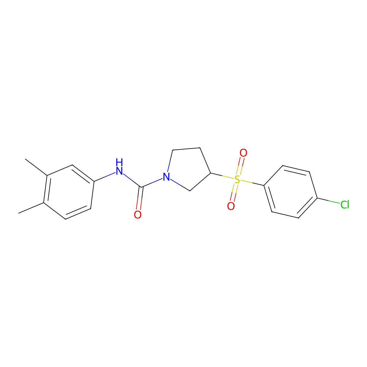3-((4-chlorophenyl)sulfonyl)-N-(3,4-dimethylphenyl)pyrrolidine-1-carboxamide molecular structure, CAS 1797279-10-7